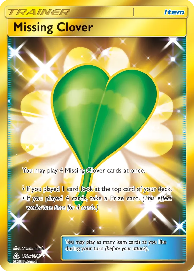 Missing Clover — Ultra Prism 168 Pokémon card