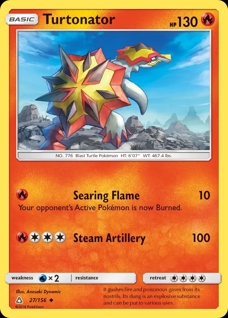 Turtonator — Ultra Prism 27 Pokémon card