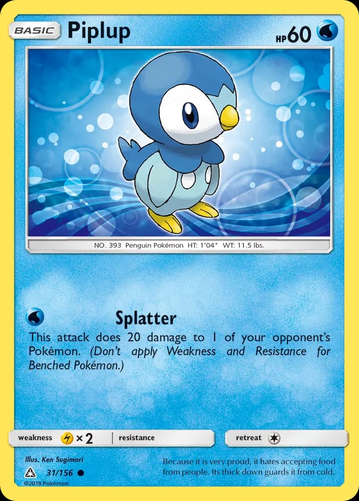 Piplup — Ultra Prism 31 Pokémon card