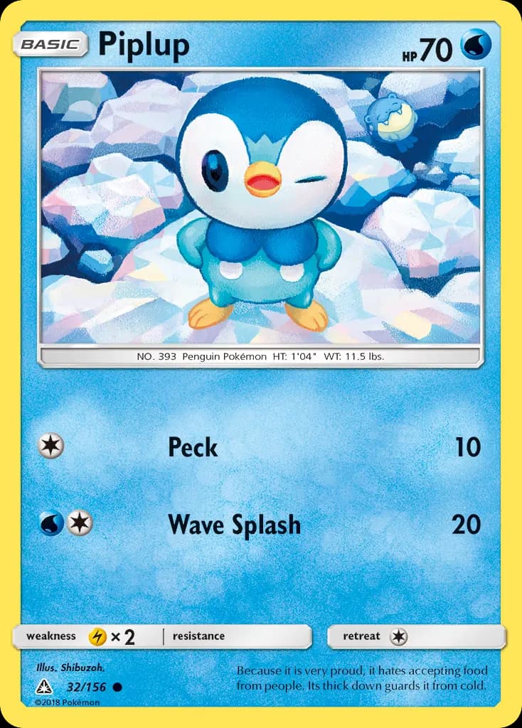 Piplup — Ultra Prism 32 Pokémon card