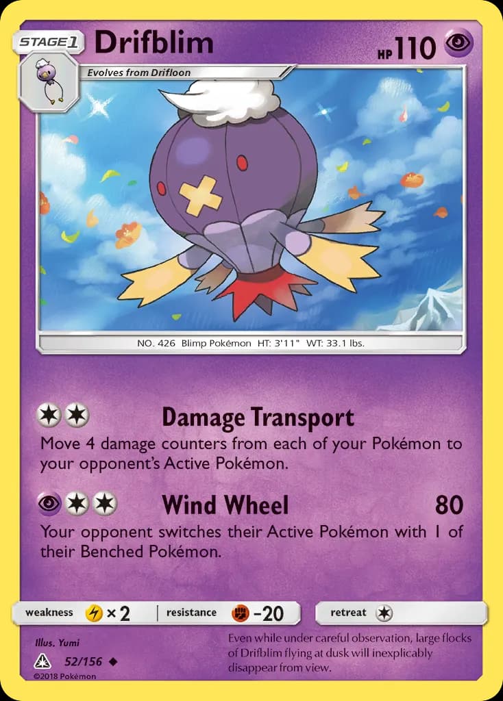 Drifblim — Ultra Prism 52 Pokémon card