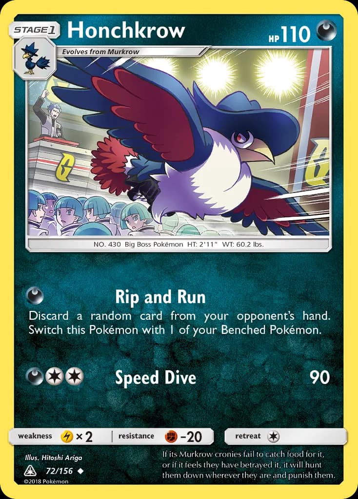 Honchkrow — Ultra Prism 72 Pokémon card