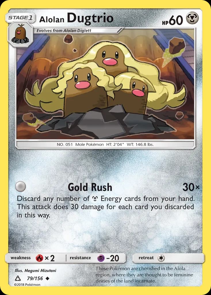 Alolan Dugtrio — Ultra Prism 79 Pokémon card