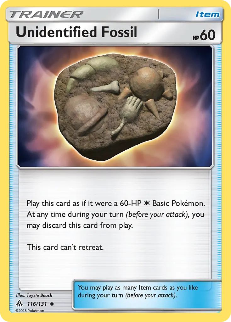 Unidentified Fossil — Forbidden Light 116 Pokémon card