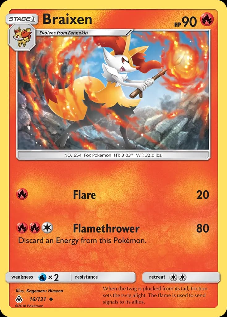 Braixen — Forbidden Light 16 Pokémon card