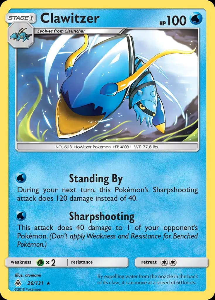 Clawitzer — Forbidden Light 26 Pokémon card