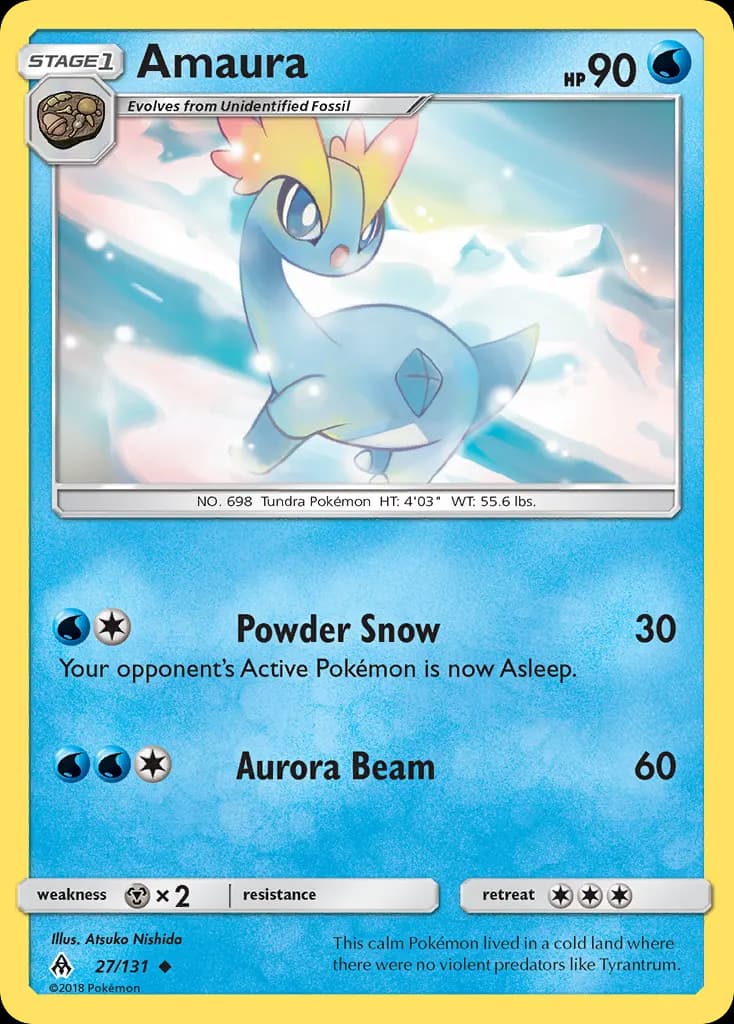 Amaura — Forbidden Light 27 Pokémon card