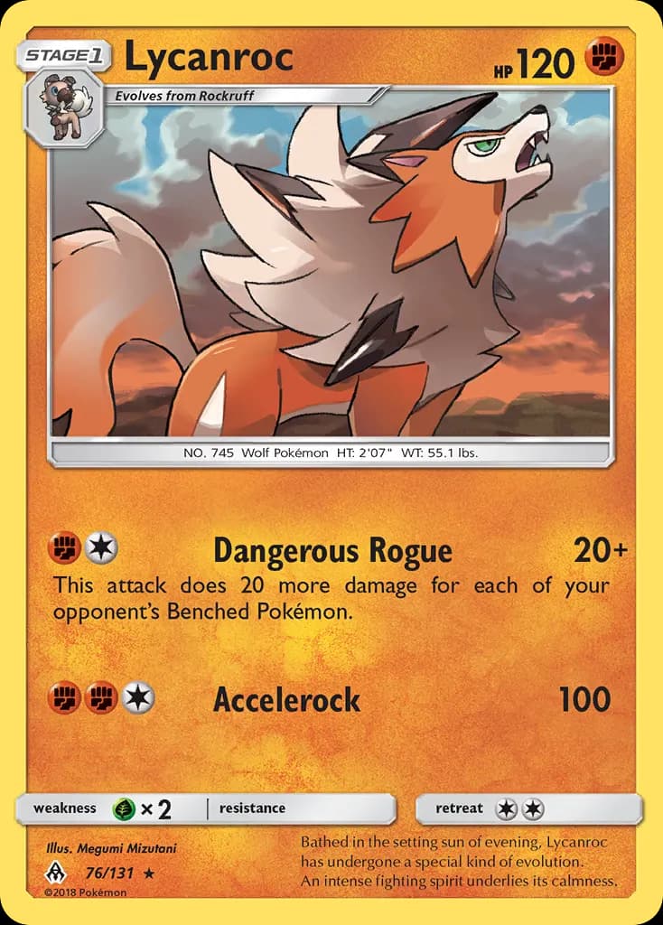 Lycanroc — Forbidden Light 76 Pokémon card