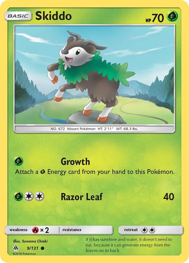 Skiddo — Forbidden Light 9 Pokémon card