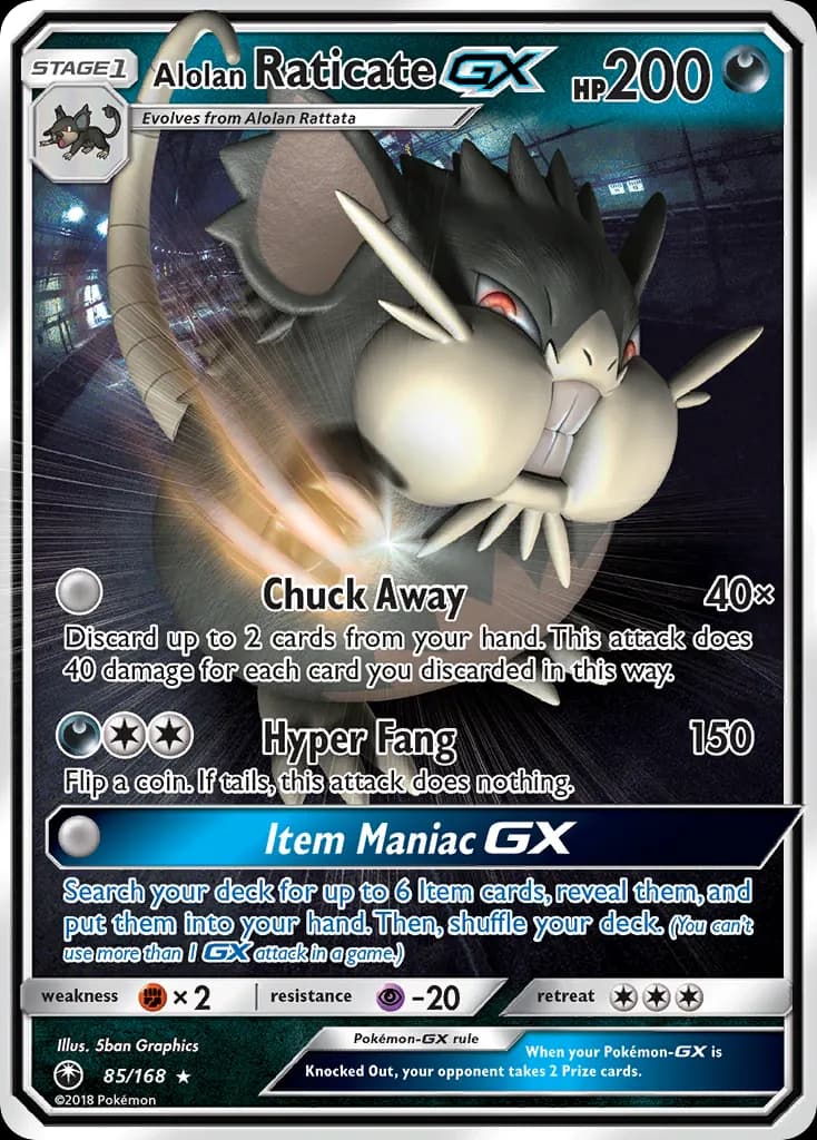 Alolan Raticate-GX — Celestial Storm 85 Pokémon card