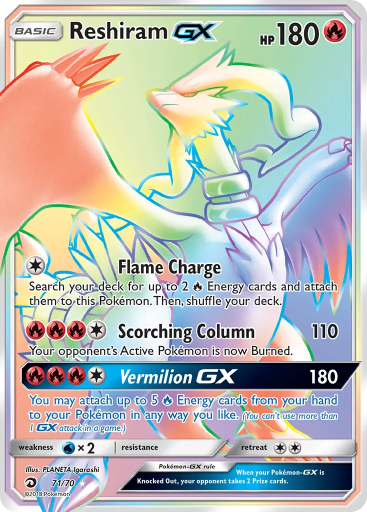Reshiram GX — Majestad De Dragones 71 Spanish Pokémon card