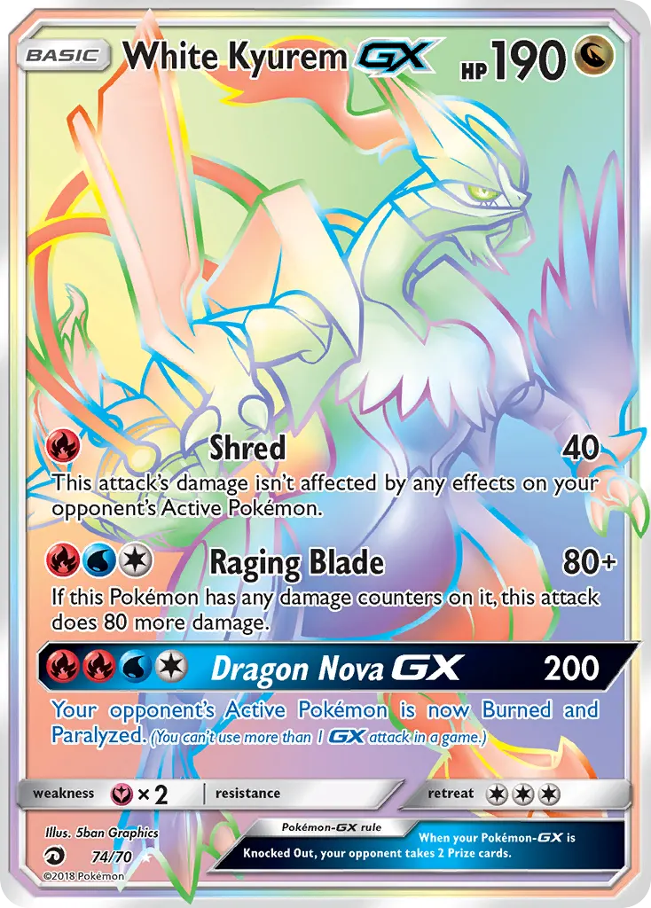 Kyurem Blanco GX — Majestad De Dragones 74 Spanish Pokémon card
