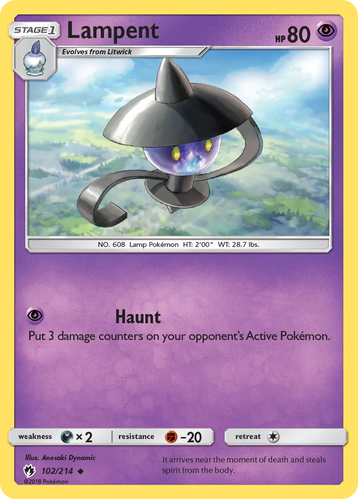 Lampent — Lost Thunder 102 Pokémon card