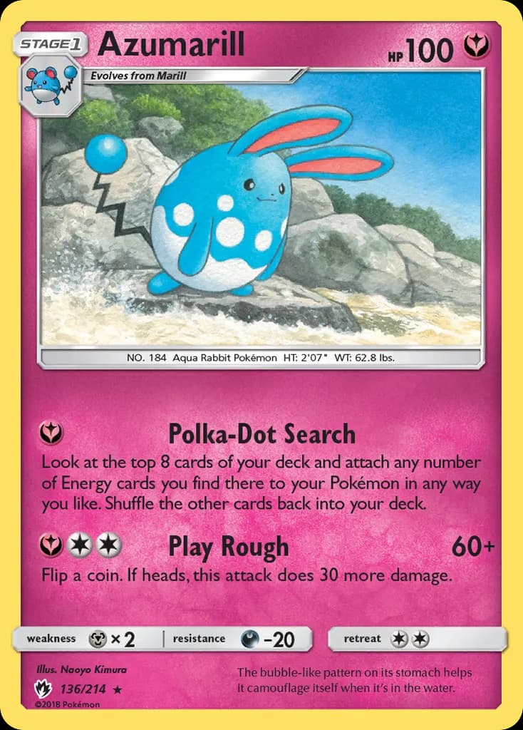 Azumarill — Lost Thunder 136 Pokémon card