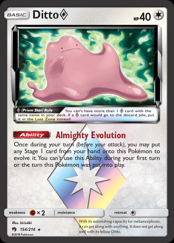Ditto ◇ — Lost Thunder 154 Pokémon card