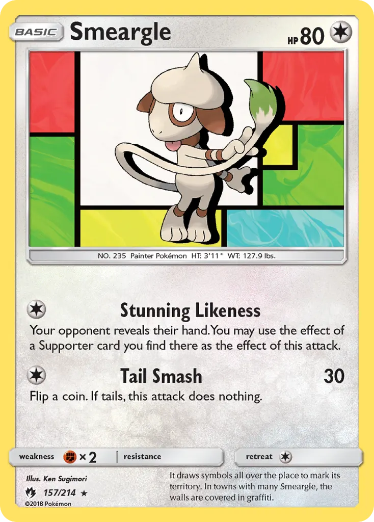 Smeargle — Lost Thunder 157 Pokémon card