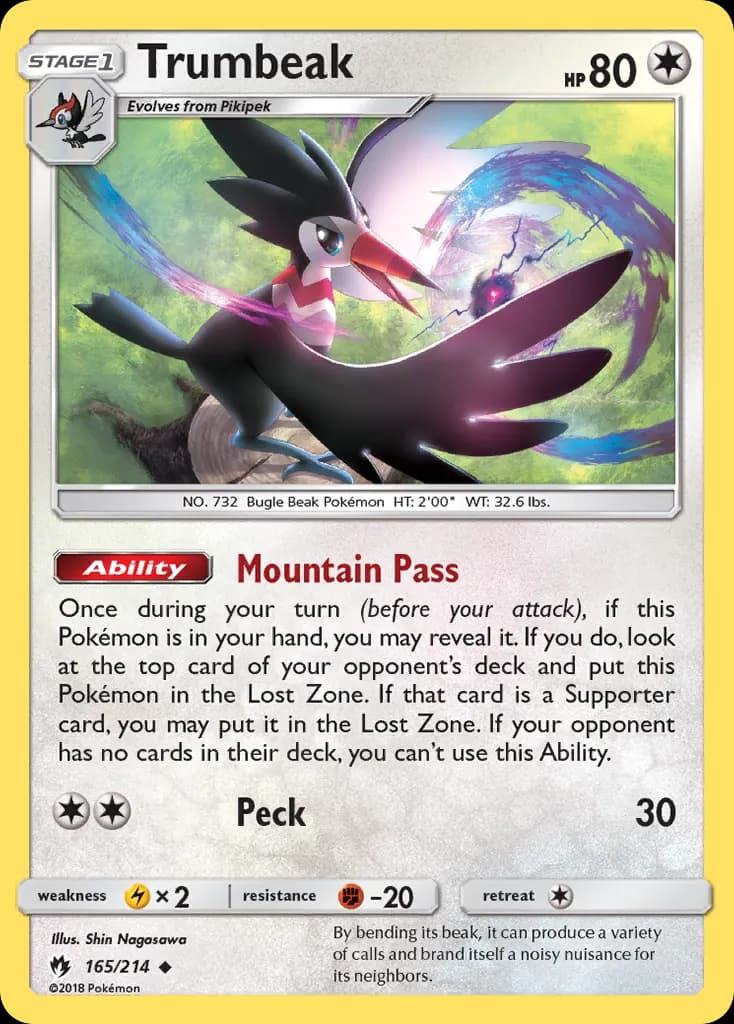 Trumbeak — Lost Thunder 165 Pokémon card