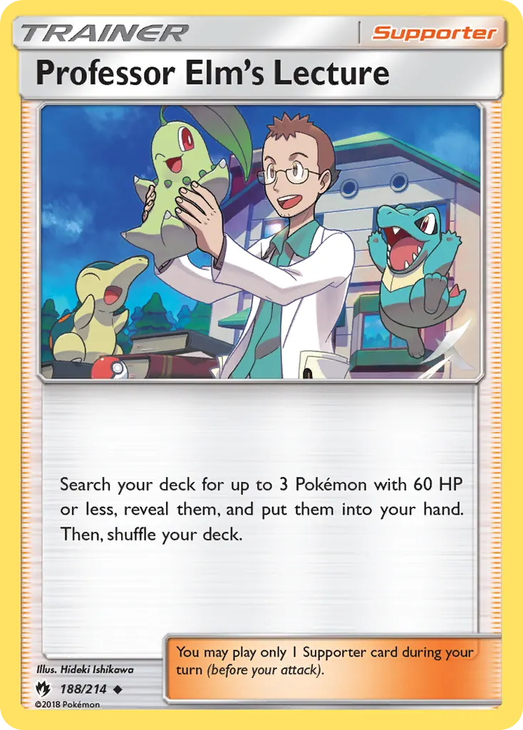 Professor Elm's Lecture — Lost Thunder 188 Pokémon card