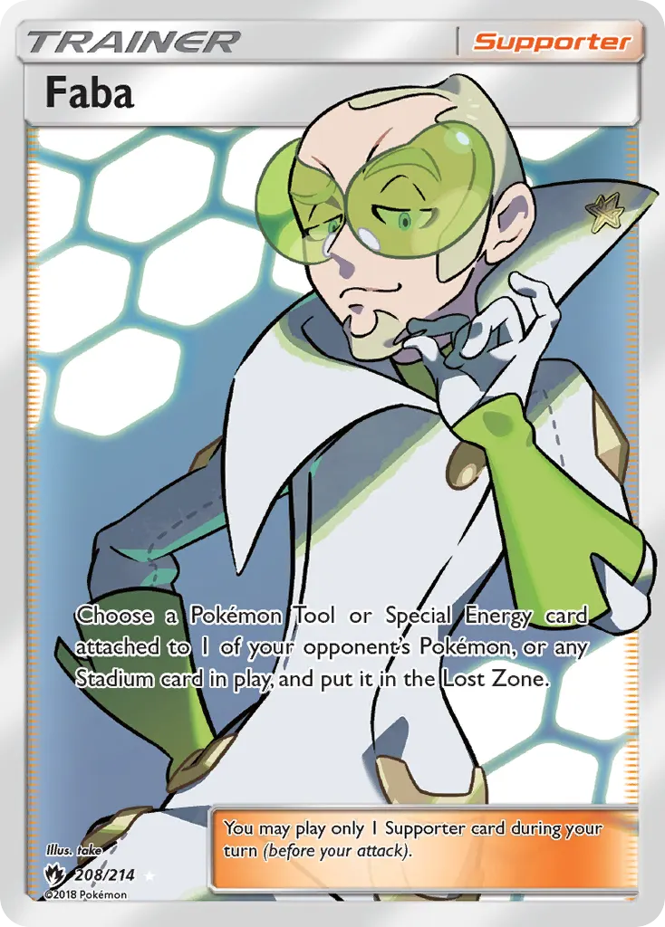 Faba — Lost Thunder 208 Pokémon card
