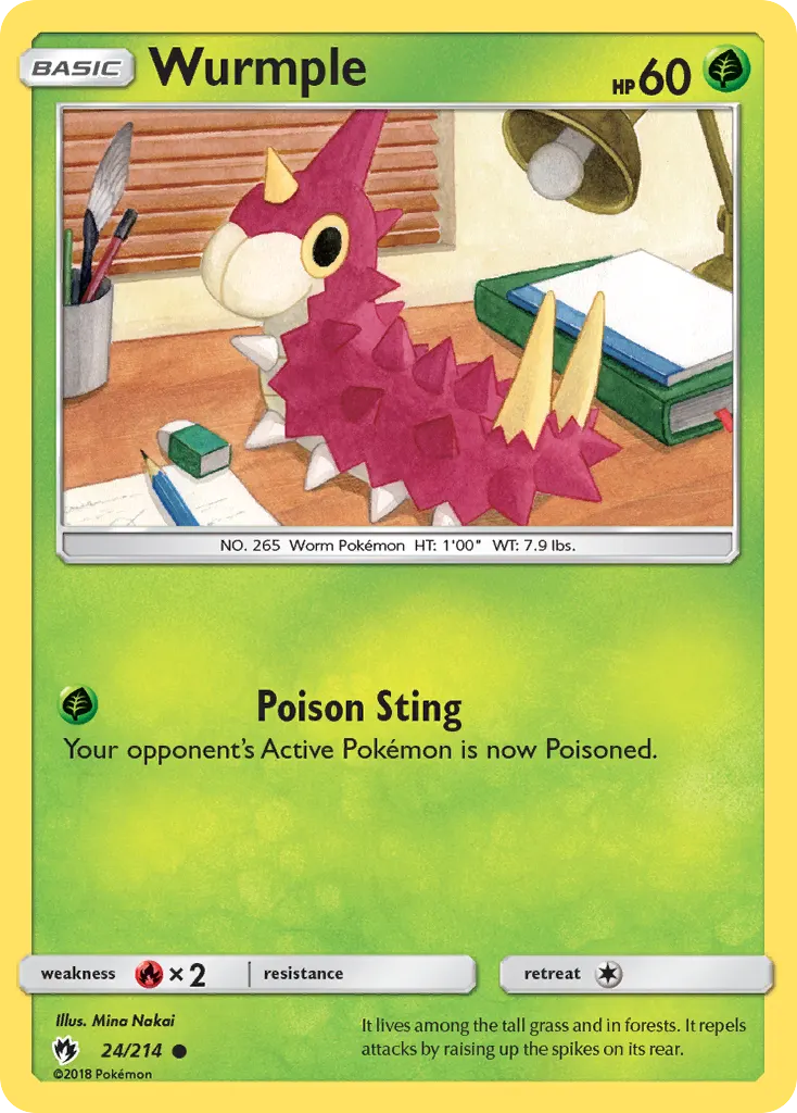 Wurmple — Lost Thunder 24 Pokémon card