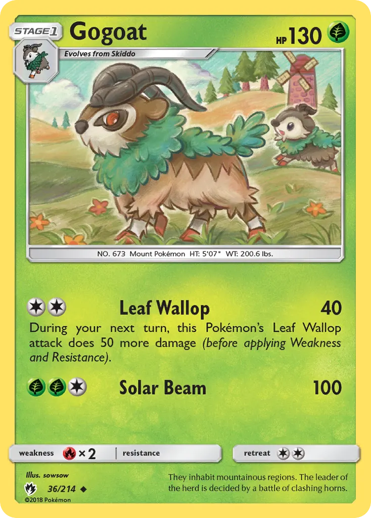 Gogoat — Lost Thunder 36 Pokémon card