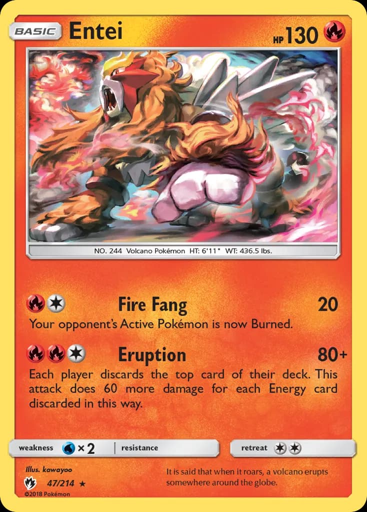 Entei — Lost Thunder 47 Pokémon card