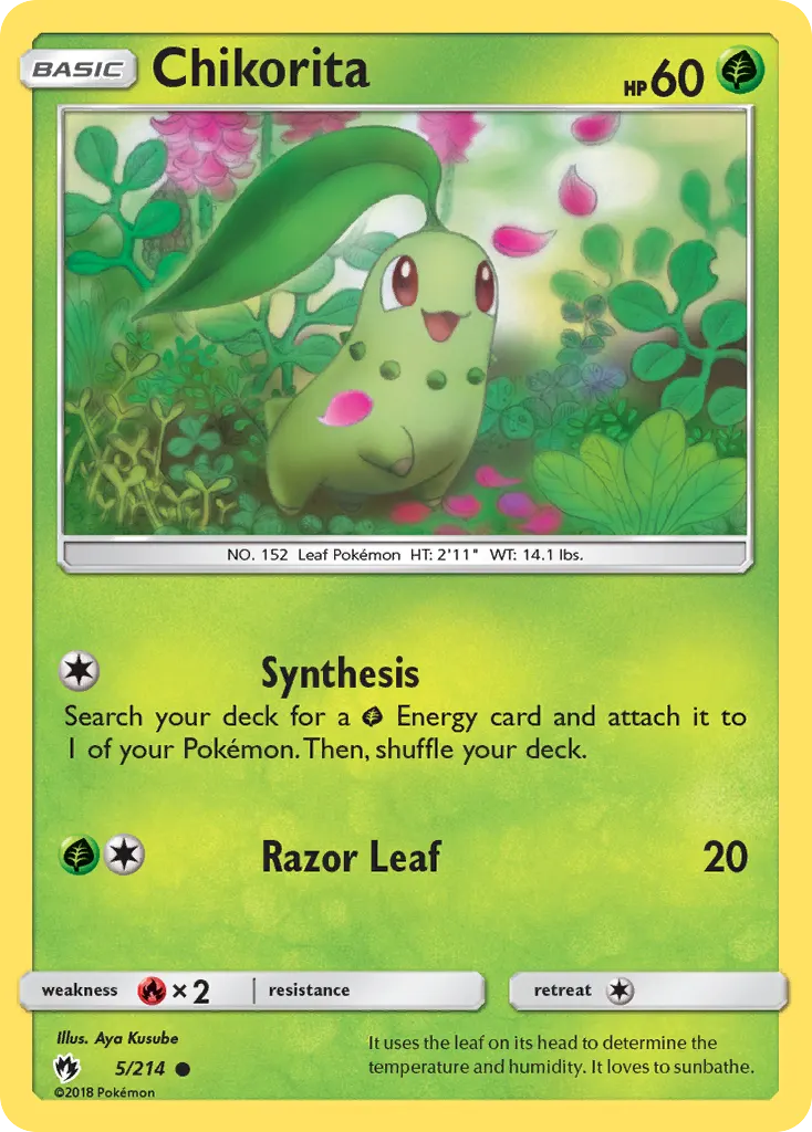 Chikorita — Lost Thunder 5 Pokémon card