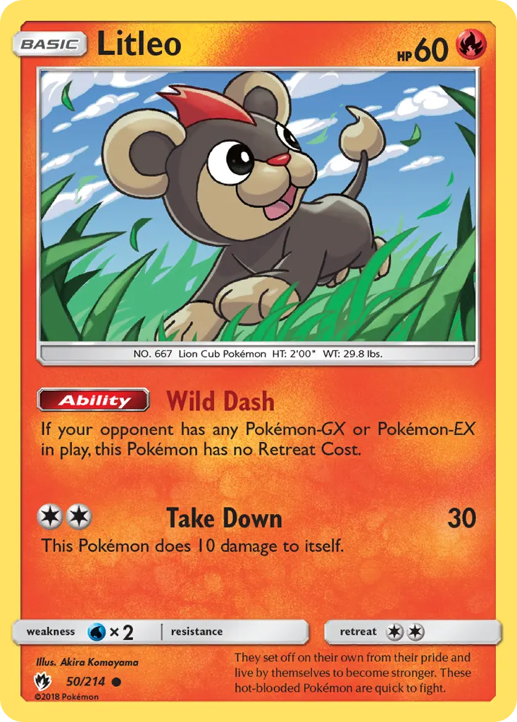 Litleo — Lost Thunder 50 Pokémon card