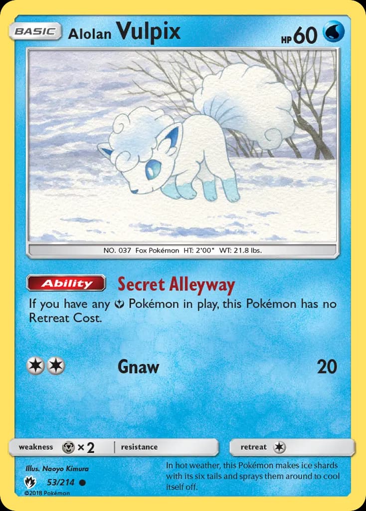 Alolan Vulpix — Lost Thunder 53 Pokémon card