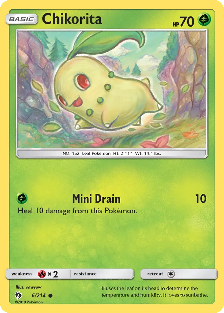Chikorita — Lost Thunder 6 Pokémon card
