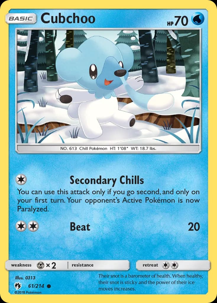 Cubchoo — Lost Thunder 61 Pokémon card