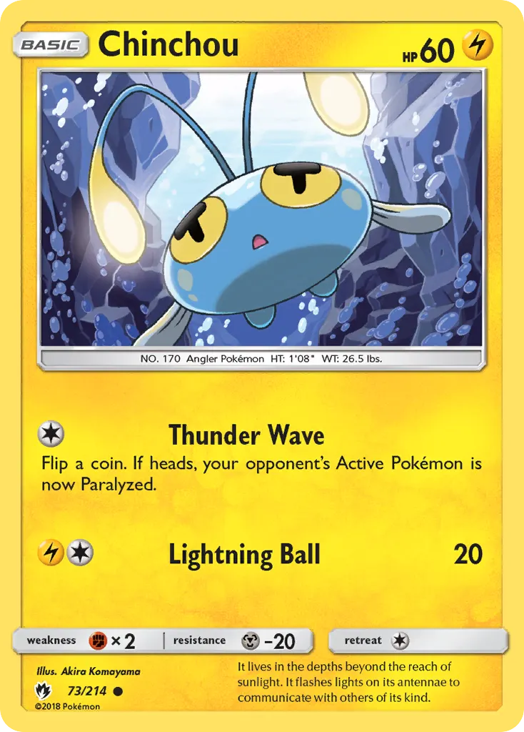 Chinchou — Lost Thunder 73 Pokémon card