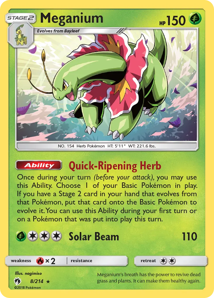 Meganium — Lost Thunder 8 Pokémon card