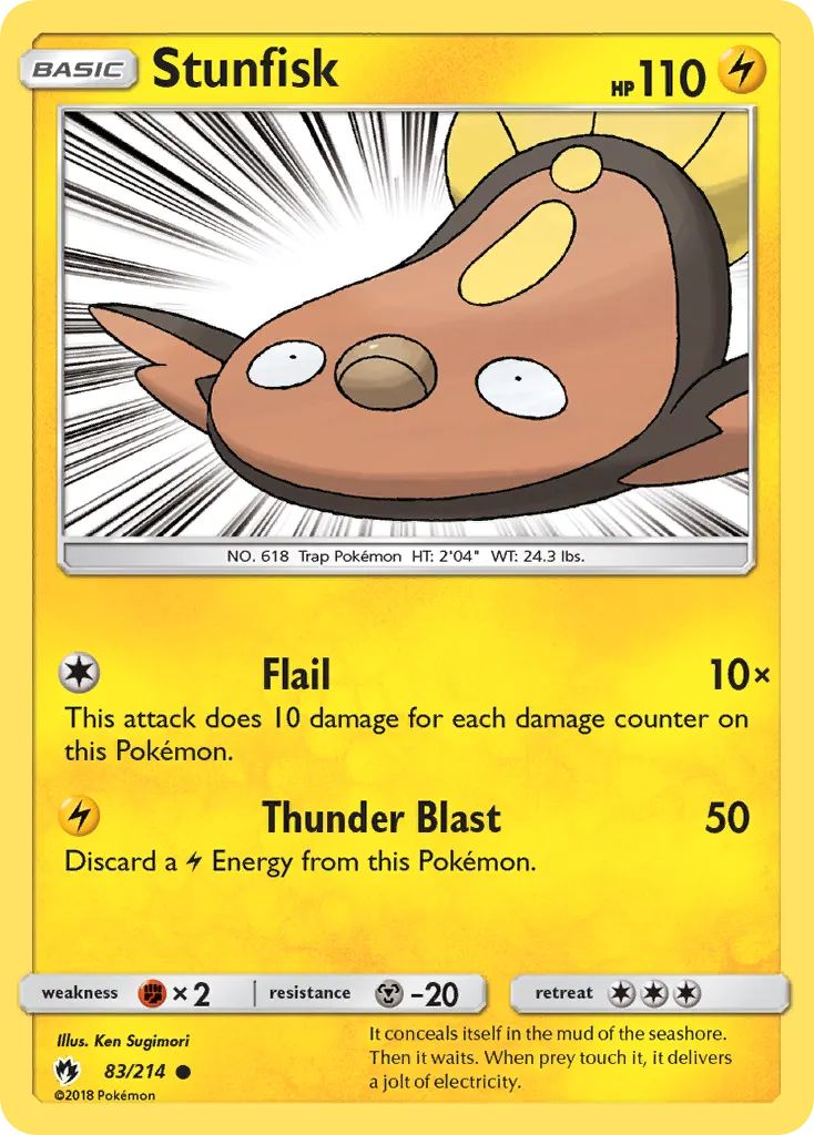 Stunfisk — Lost Thunder 83 Pokémon card