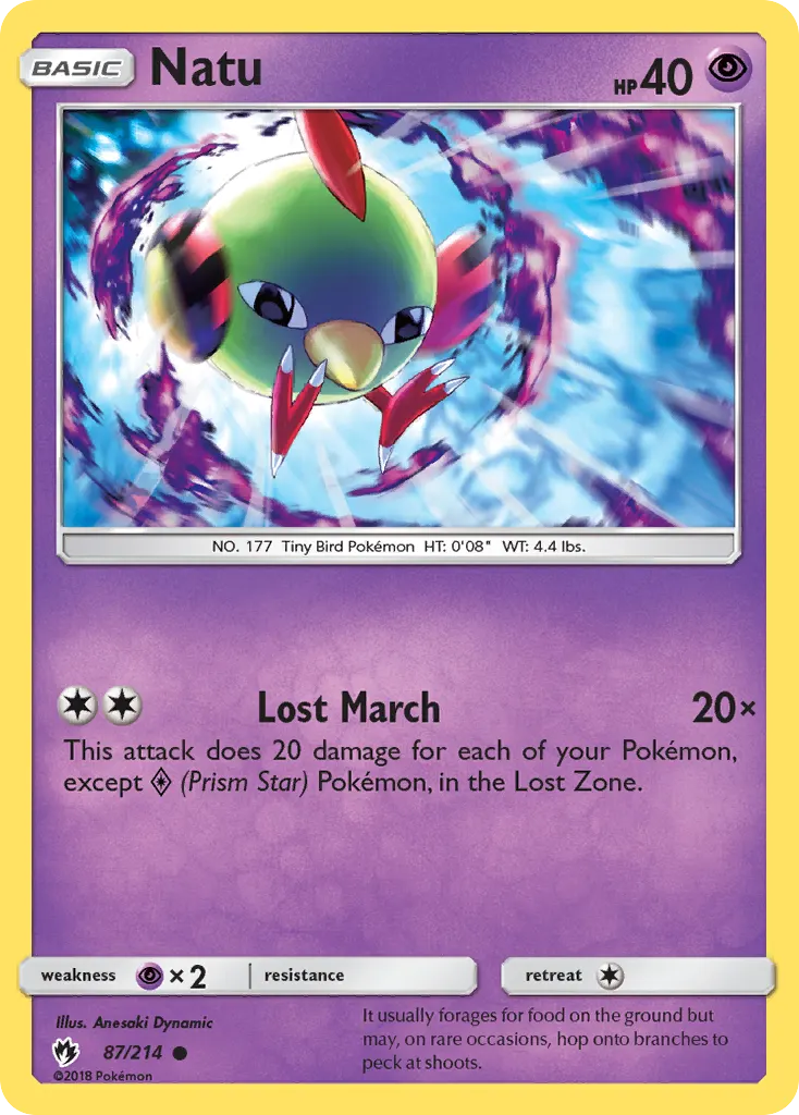 Natu — Lost Thunder 87 Pokémon card