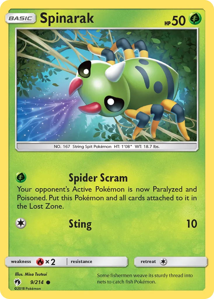 Spinarak — Lost Thunder 9 Pokémon card