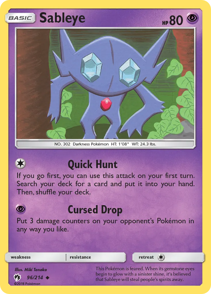 Sableye — Lost Thunder 96 Pokémon card