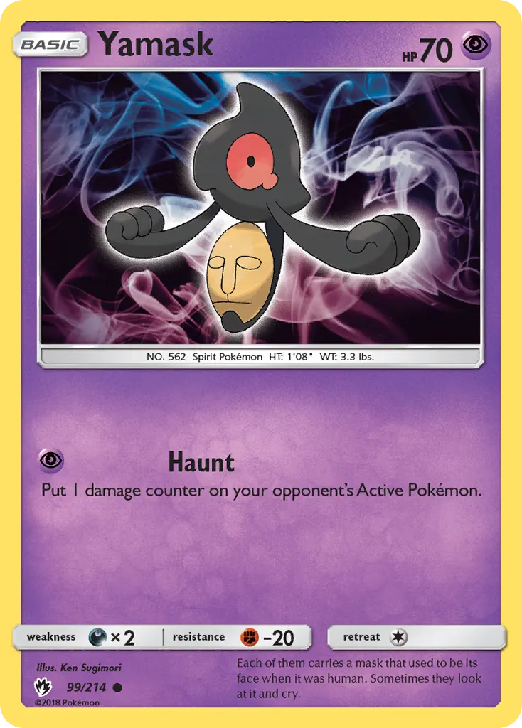Yamask — Lost Thunder 99 Pokémon card