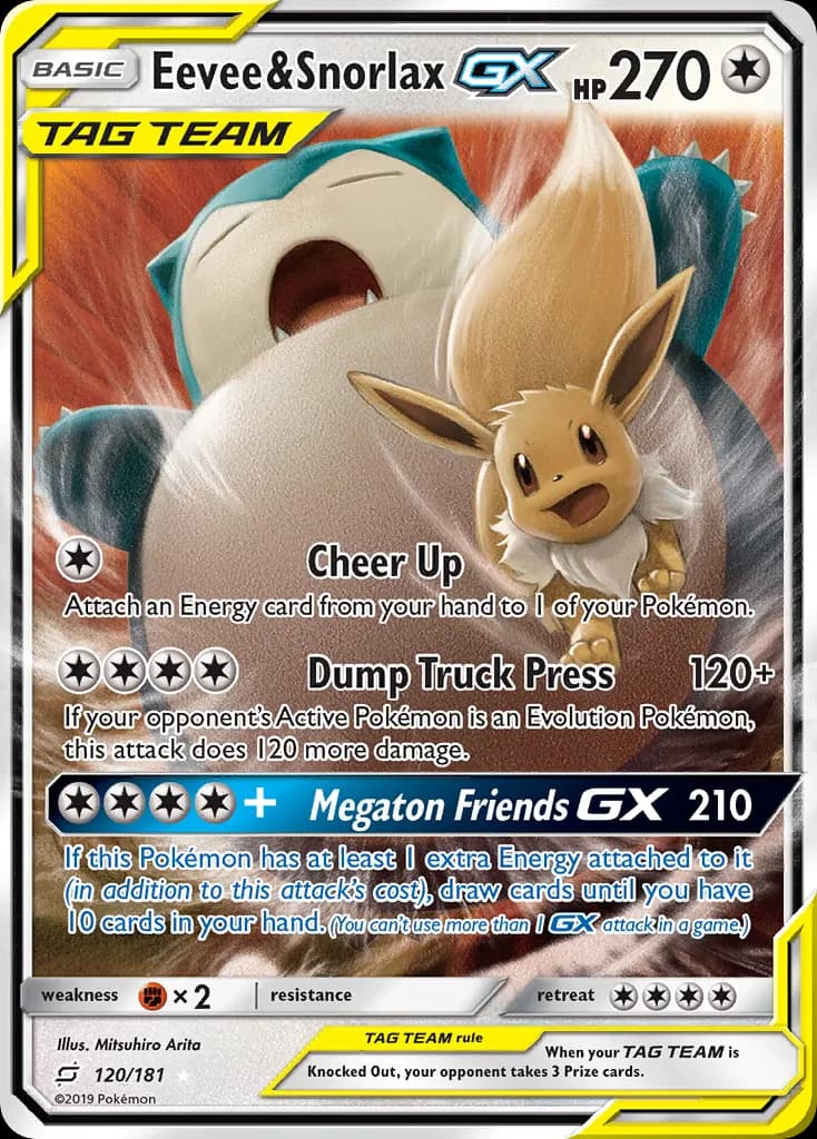 Eevee & Snorlax-GX — Team Up 120 Pokémon card