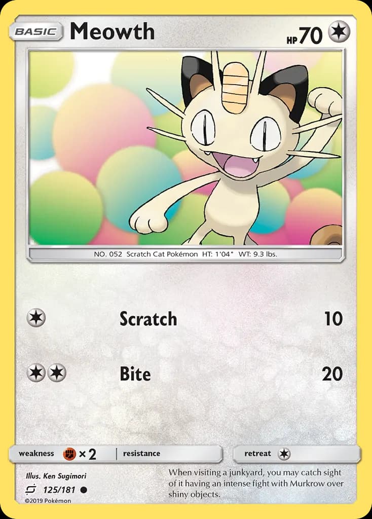 Meowth — Team Up 125 Pokémon card