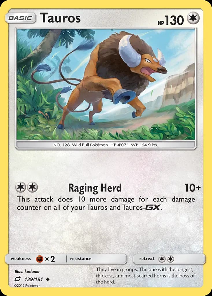 Tauros — Team Up 129 Pokémon card
