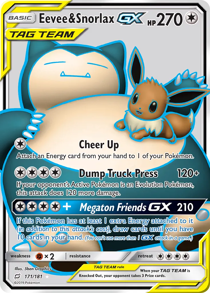 Eevee & Snorlax-GX — Team Up PSA 9 price guide