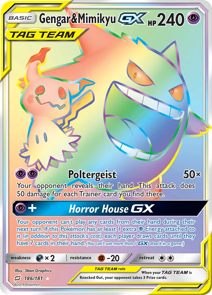 Gengar & Mimikyu-GX — Team Up 186 Pokémon card