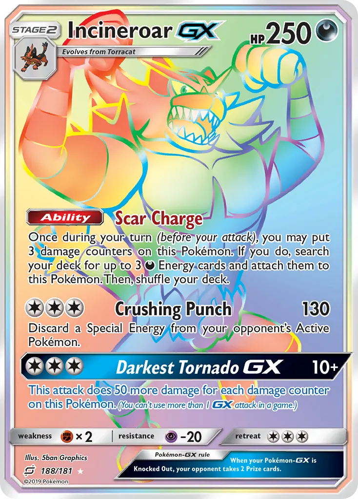 Incineroar-GX — Team Up 188 Pokémon card