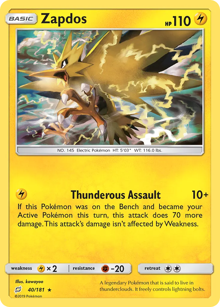 Zapdos — Team Up 40 Pokémon card
