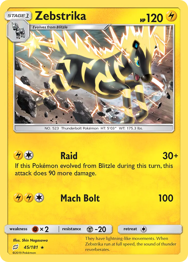 Zebstrika — Team Up 45 Pokémon card