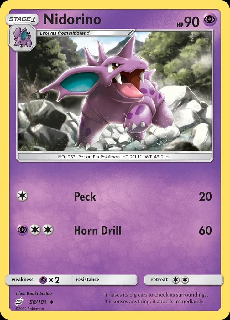 Nidorino — Team Up 58 Pokémon card