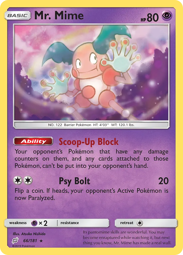 Mr. Mime — Team Up 66 Pokémon card