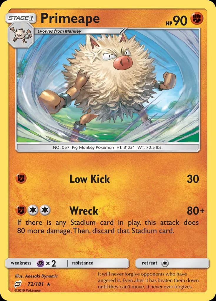 Primeape — Team Up 72 Pokémon card