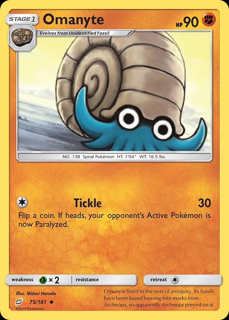 Omanyte — Team Up 75 Pokémon card